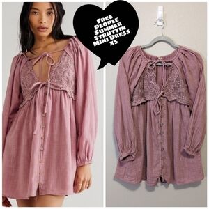 Free People Pink Summer Struttin Boho Mini Dress Sz XS